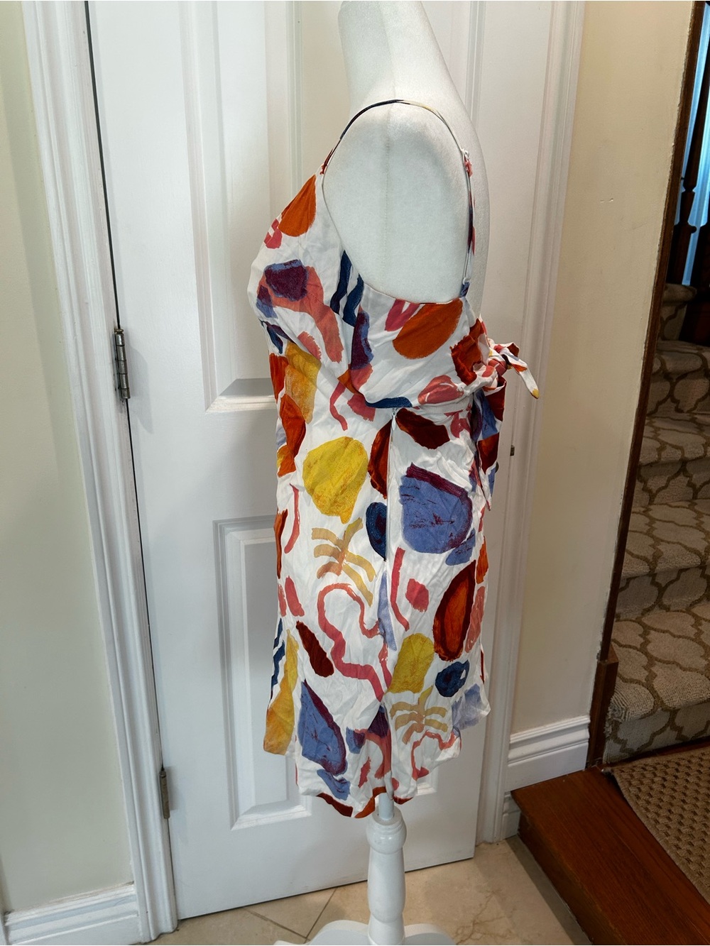 Hello Molly Abstract Print Colorful Mini Spaghetti‑Strap Slip Dress size 4 - Picture 4 of 6